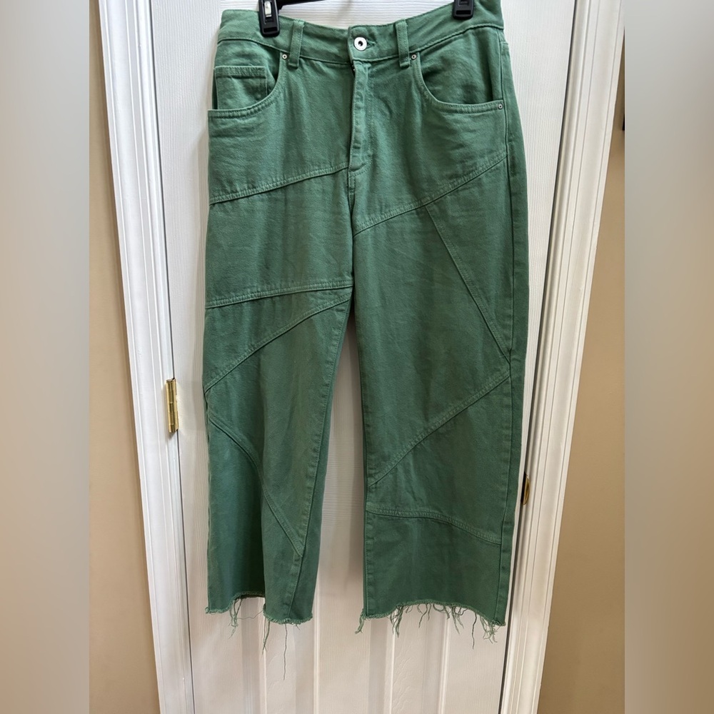 ASOS Woman’s Cotton On green panel straight leg jeans, Size 8, EUC (SEE NOTE) - Picture 4 of 7
